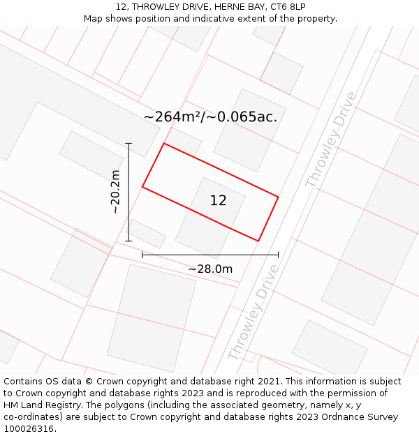 12, THROWLEY DRIVE, HERNE BAY, CT6 8LP: Plot and title map