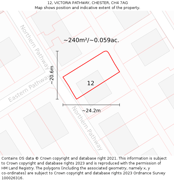 12, VICTORIA PATHWAY, CHESTER, CH4 7AG: Plot and title map