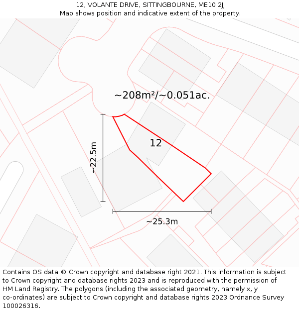 12, VOLANTE DRIVE, SITTINGBOURNE, ME10 2JJ: Plot and title map