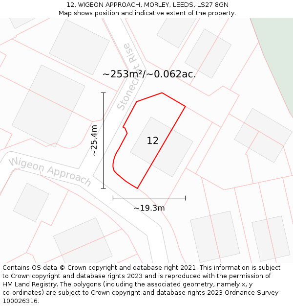 12, WIGEON APPROACH, MORLEY, LEEDS, LS27 8GN: Plot and title map