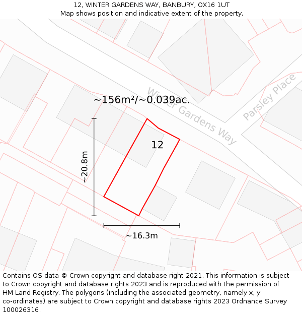 12, WINTER GARDENS WAY, BANBURY, OX16 1UT: Plot and title map