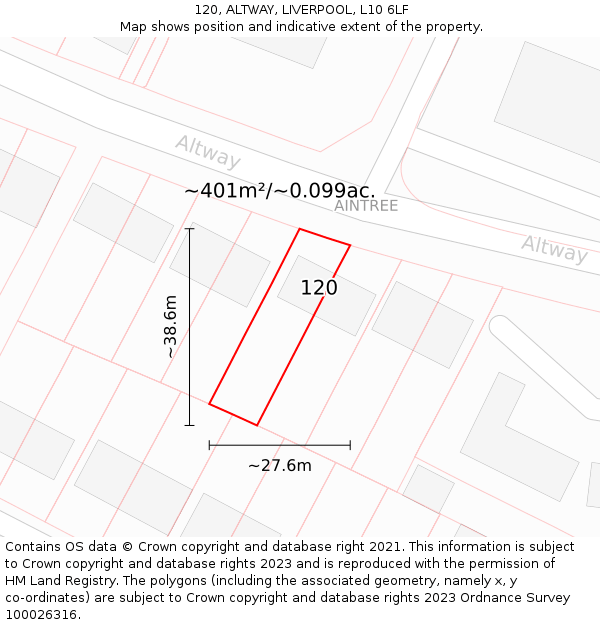 120, ALTWAY, LIVERPOOL, L10 6LF: Plot and title map