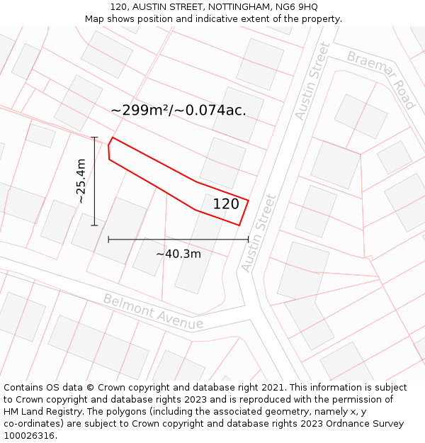 120, AUSTIN STREET, NOTTINGHAM, NG6 9HQ: Plot and title map