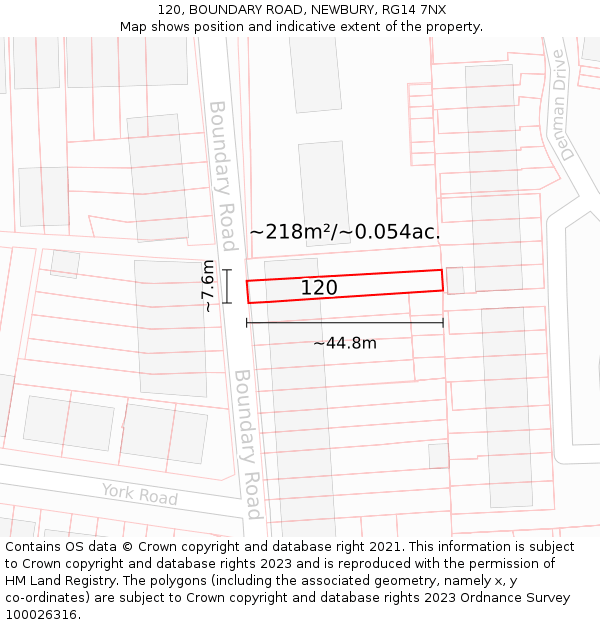 120, BOUNDARY ROAD, NEWBURY, RG14 7NX: Plot and title map