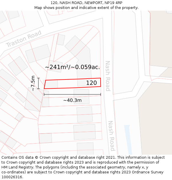 120, NASH ROAD, NEWPORT, NP19 4RP: Plot and title map