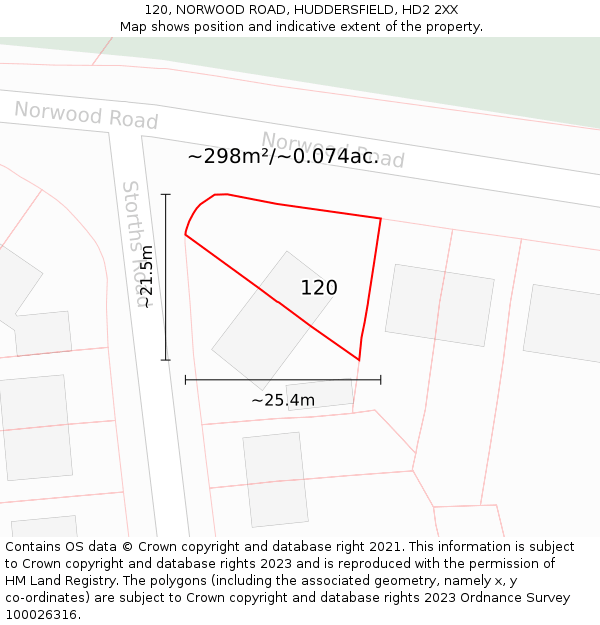 120, NORWOOD ROAD, HUDDERSFIELD, HD2 2XX: Plot and title map