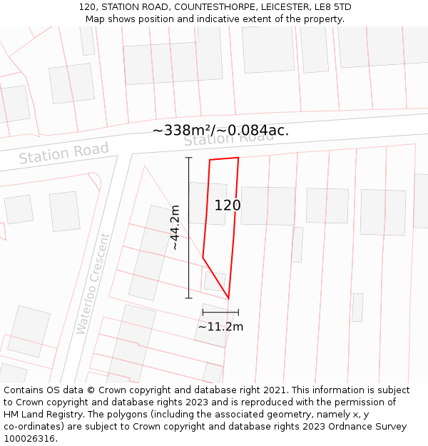 120, STATION ROAD, COUNTESTHORPE, LEICESTER, LE8 5TD: Plot and title map