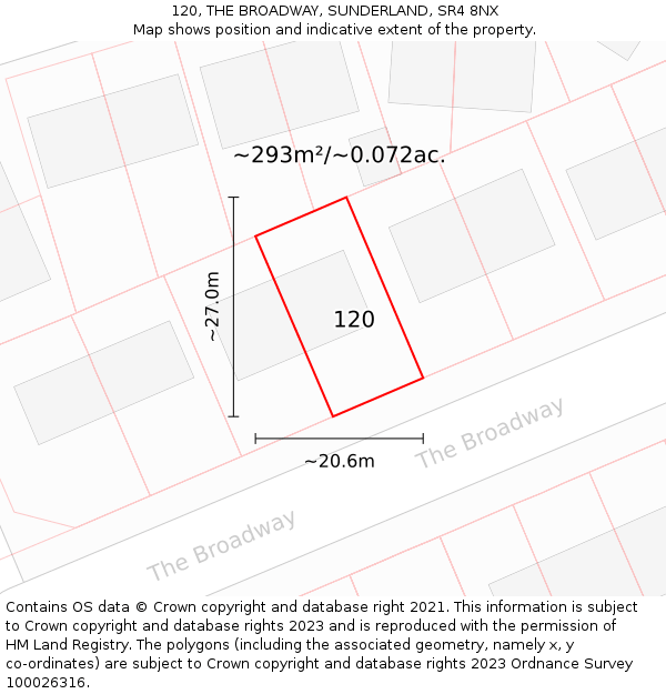 120, THE BROADWAY, SUNDERLAND, SR4 8NX: Plot and title map