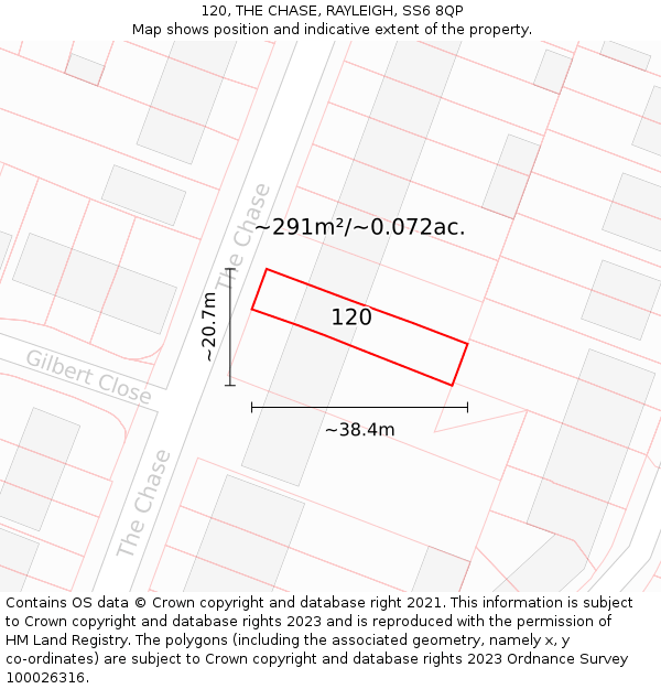 120, THE CHASE, RAYLEIGH, SS6 8QP: Plot and title map