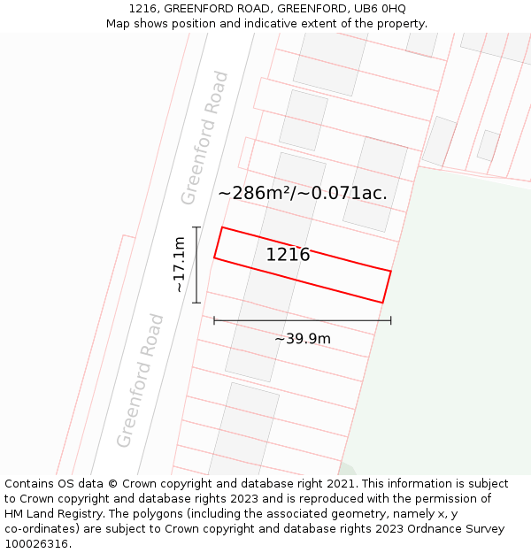 1216, GREENFORD ROAD, GREENFORD, UB6 0HQ: Plot and title map