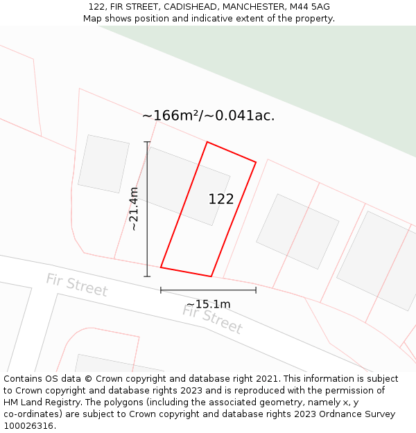 122, FIR STREET, CADISHEAD, MANCHESTER, M44 5AG: Plot and title map