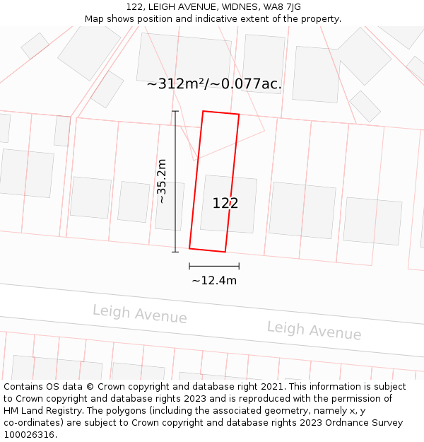 122, LEIGH AVENUE, WIDNES, WA8 7JG: Plot and title map