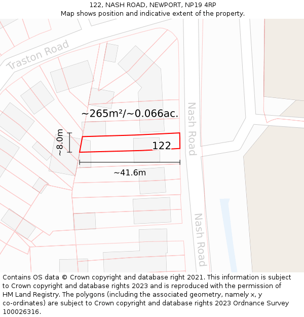 122, NASH ROAD, NEWPORT, NP19 4RP: Plot and title map