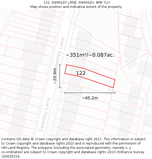 122, SWANLEY LANE, SWANLEY, BR8 7LH: Plot and title map