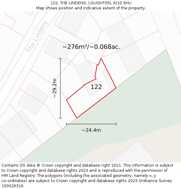 122, THE LINDENS, LOUGHTON, IG10 3HU: Plot and title map