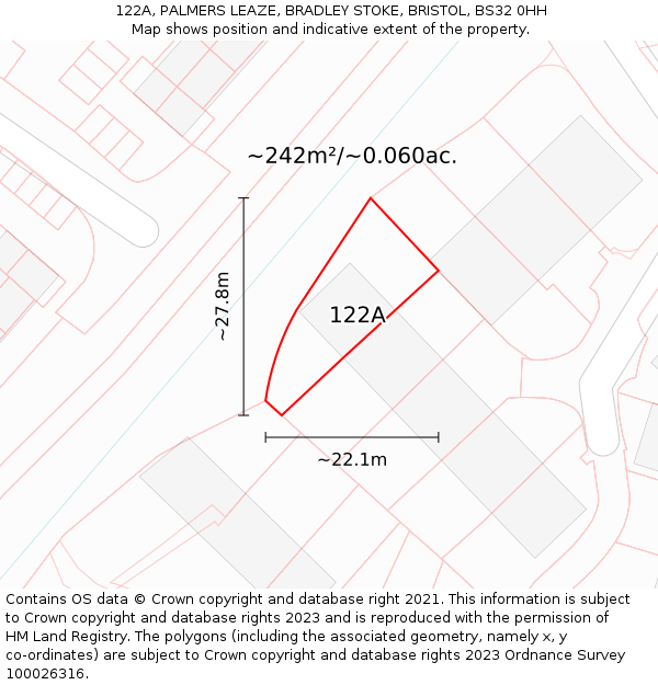 122A, PALMERS LEAZE, BRADLEY STOKE, BRISTOL, BS32 0HH: Plot and title map