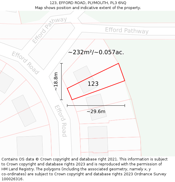 123, EFFORD ROAD, PLYMOUTH, PL3 6NQ: Plot and title map