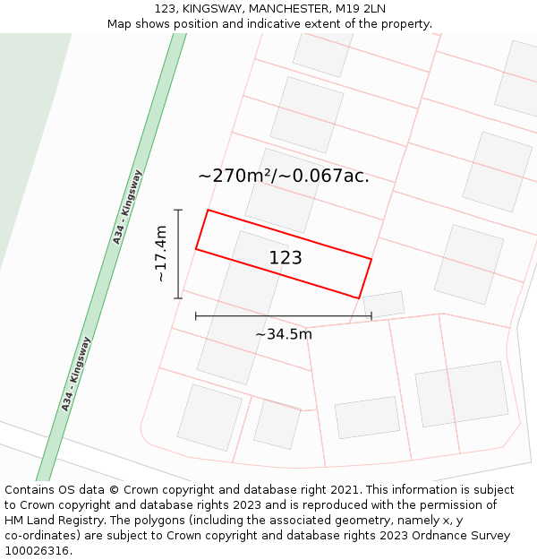 123, KINGSWAY, MANCHESTER, M19 2LN: Plot and title map