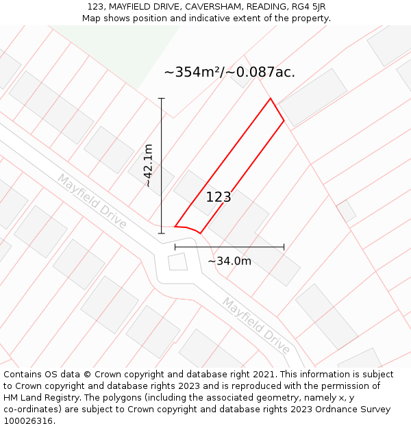 123, MAYFIELD DRIVE, CAVERSHAM, READING, RG4 5JR: Plot and title map