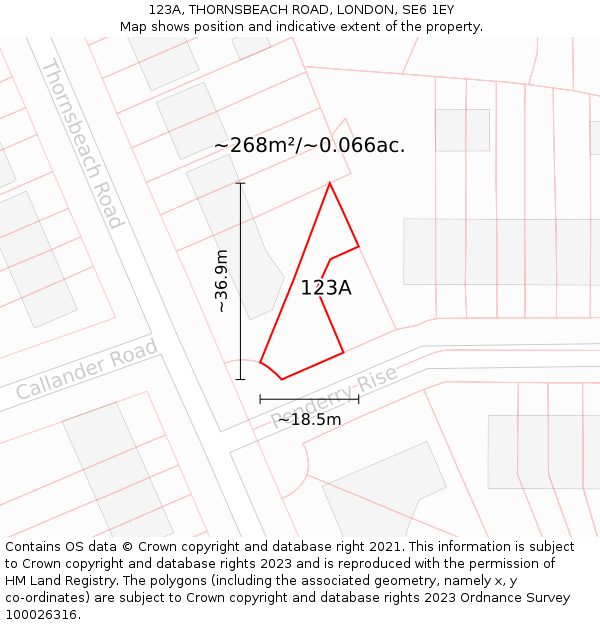 123A, THORNSBEACH ROAD, LONDON, SE6 1EY: Plot and title map