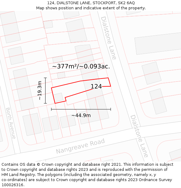 124, DIALSTONE LANE, STOCKPORT, SK2 6AQ: Plot and title map