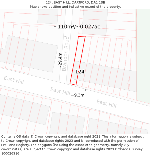 124, EAST HILL, DARTFORD, DA1 1SB: Plot and title map