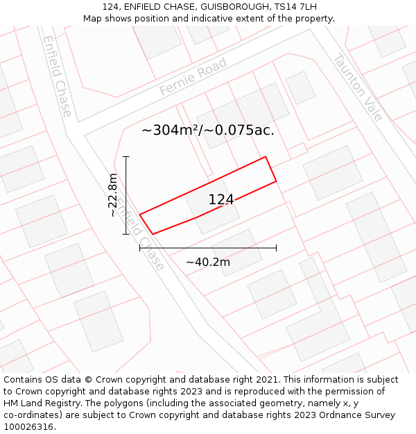 124, ENFIELD CHASE, GUISBOROUGH, TS14 7LH: Plot and title map