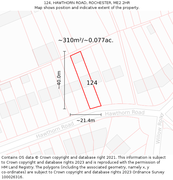 124, HAWTHORN ROAD, ROCHESTER, ME2 2HR: Plot and title map