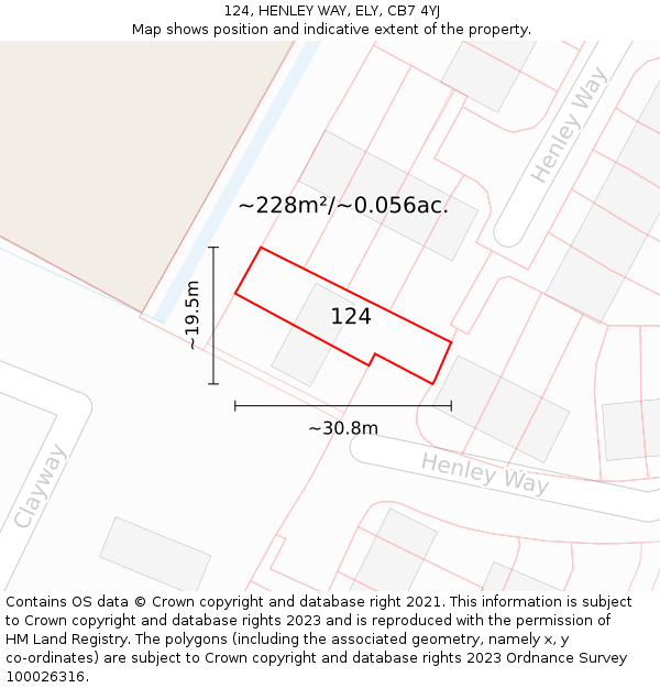 124, HENLEY WAY, ELY, CB7 4YJ: Plot and title map