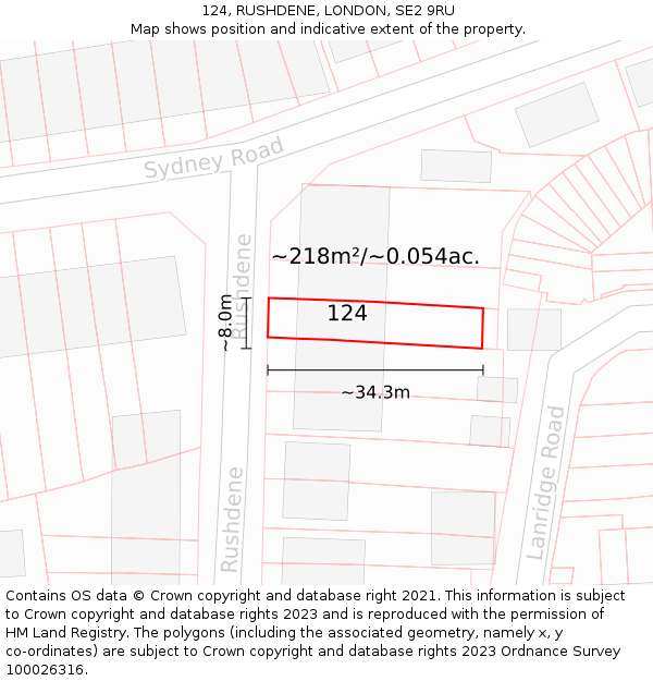 124, RUSHDENE, LONDON, SE2 9RU: Plot and title map