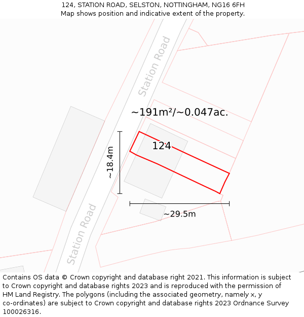 124, STATION ROAD, SELSTON, NOTTINGHAM, NG16 6FH: Plot and title map