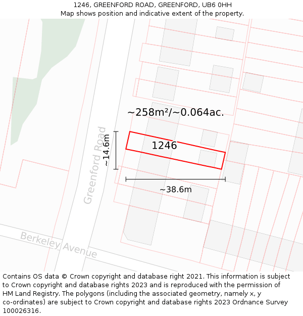 1246, GREENFORD ROAD, GREENFORD, UB6 0HH: Plot and title map