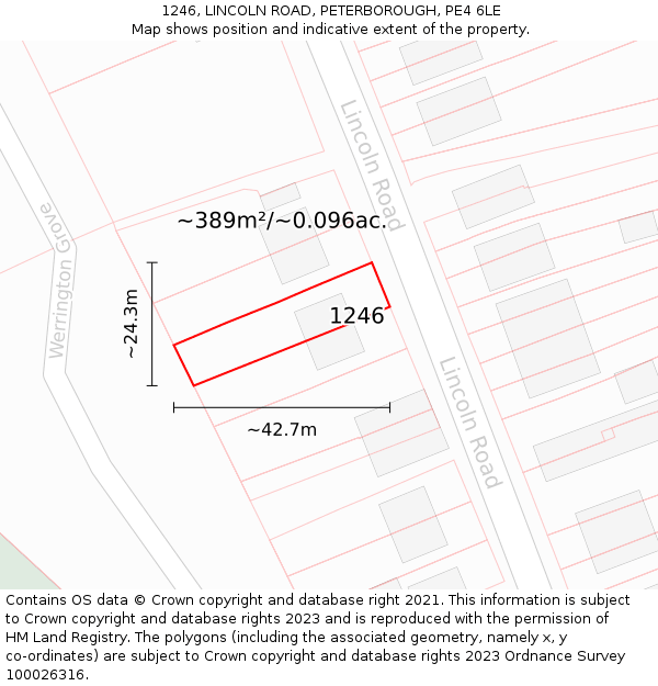 1246, LINCOLN ROAD, PETERBOROUGH, PE4 6LE: Plot and title map