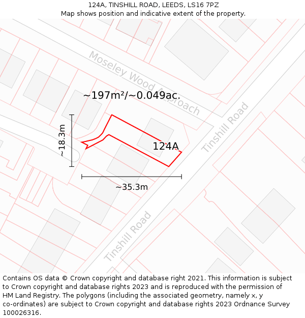 124A, TINSHILL ROAD, LEEDS, LS16 7PZ: Plot and title map