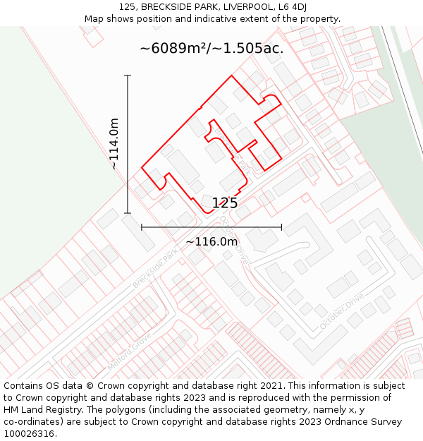 125, BRECKSIDE PARK, LIVERPOOL, L6 4DJ: Plot and title map