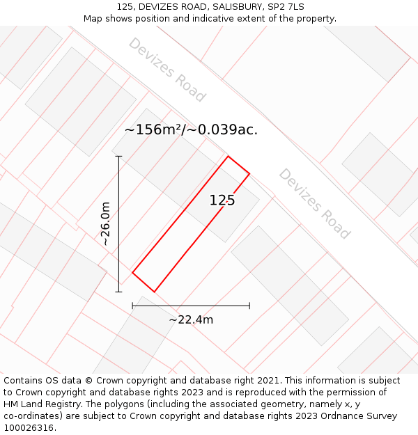 125, DEVIZES ROAD, SALISBURY, SP2 7LS: Plot and title map