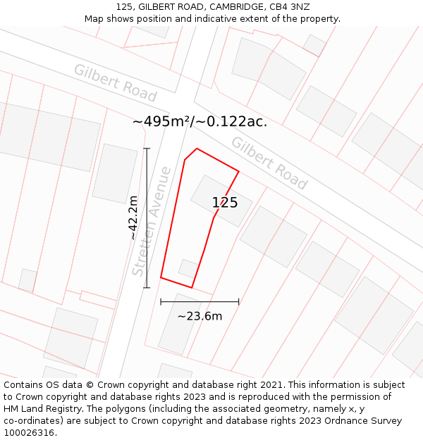 125, GILBERT ROAD, CAMBRIDGE, CB4 3NZ: Plot and title map