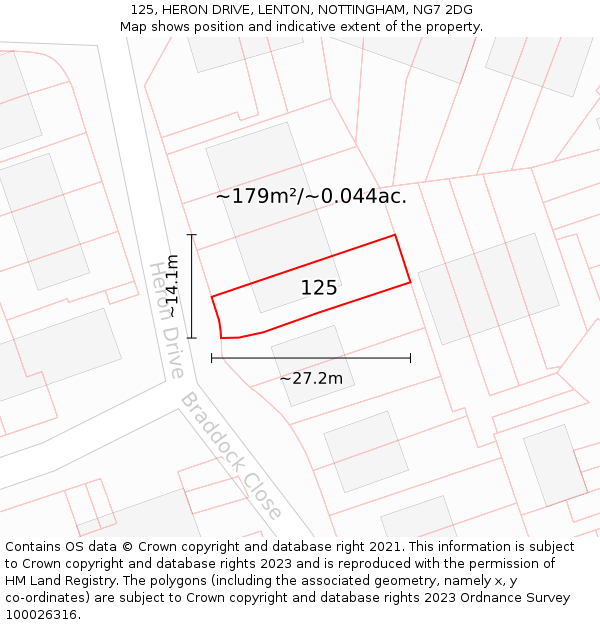 125, HERON DRIVE, LENTON, NOTTINGHAM, NG7 2DG: Plot and title map