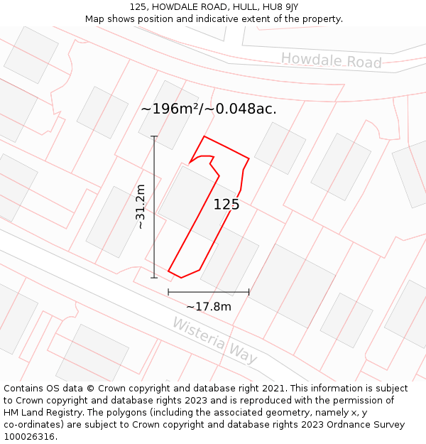 125, HOWDALE ROAD, HULL, HU8 9JY: Plot and title map