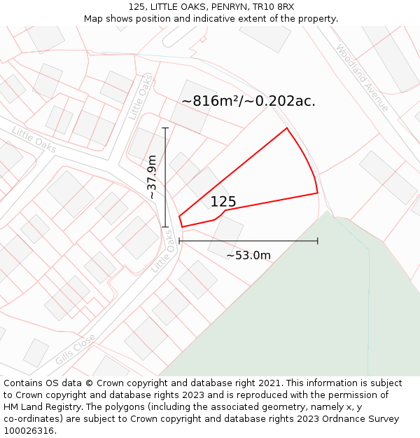 125, LITTLE OAKS, PENRYN, TR10 8RX: Plot and title map