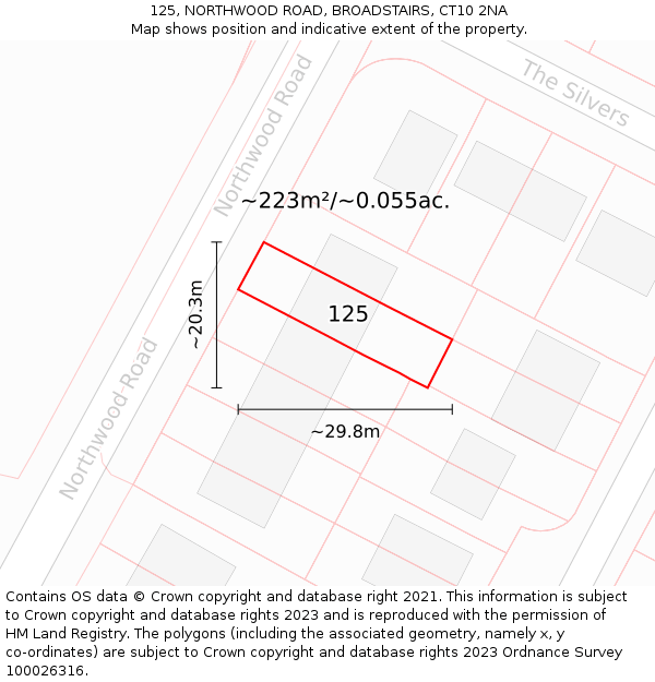 125, NORTHWOOD ROAD, BROADSTAIRS, CT10 2NA: Plot and title map