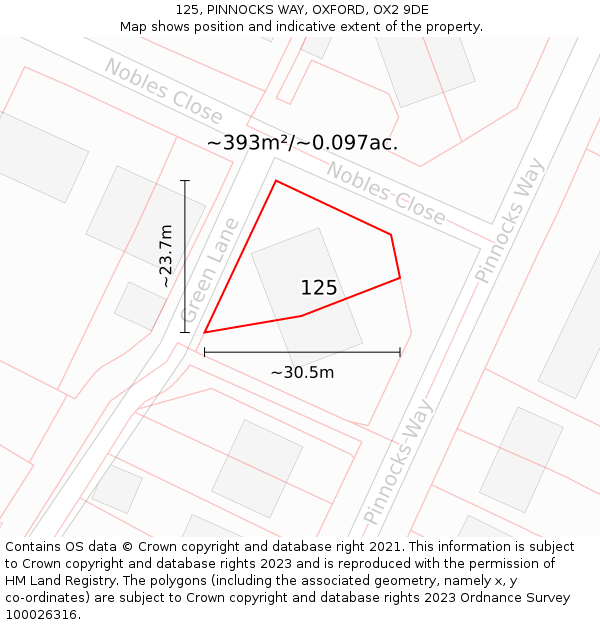 125, PINNOCKS WAY, OXFORD, OX2 9DE: Plot and title map