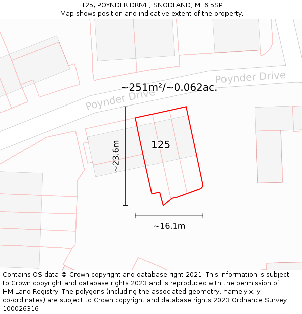 125, POYNDER DRIVE, SNODLAND, ME6 5SP: Plot and title map