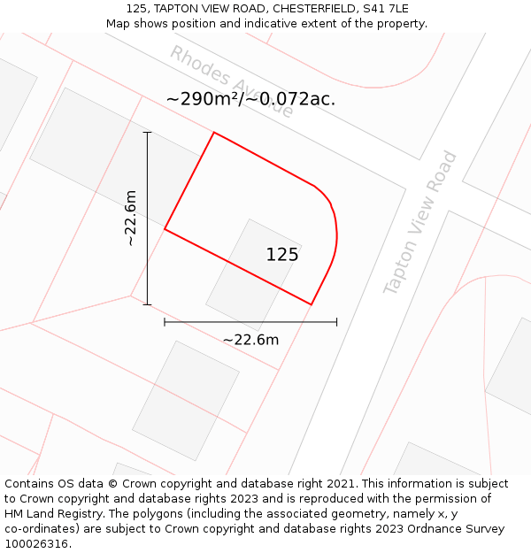125, TAPTON VIEW ROAD, CHESTERFIELD, S41 7LE: Plot and title map