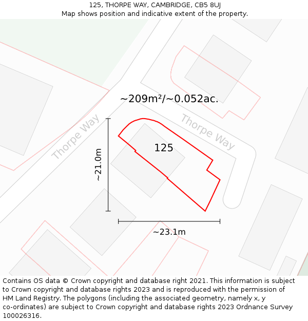 125, THORPE WAY, CAMBRIDGE, CB5 8UJ: Plot and title map