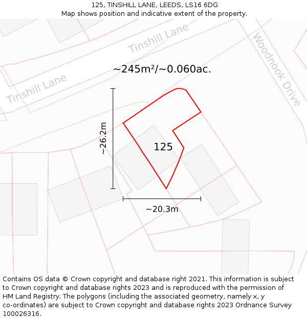 125, TINSHILL LANE, LEEDS, LS16 6DG: Plot and title map