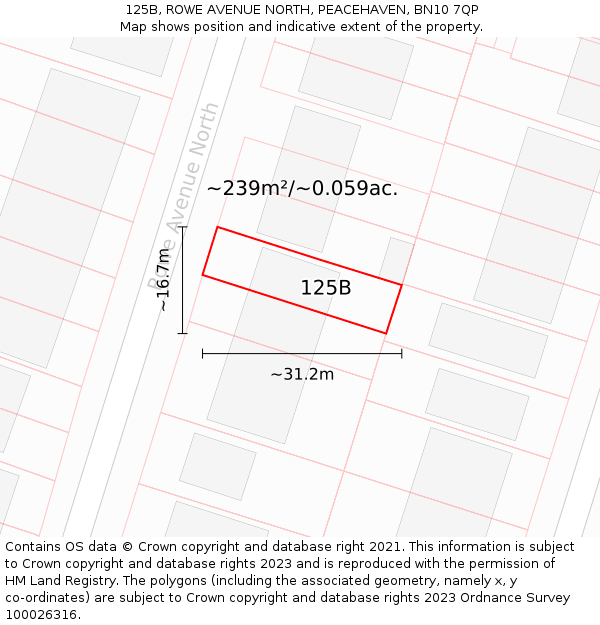 125B, ROWE AVENUE NORTH, PEACEHAVEN, BN10 7QP: Plot and title map