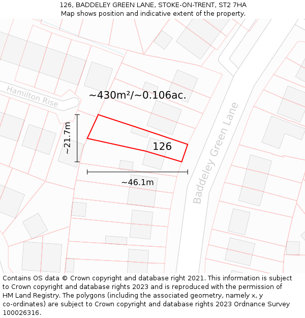 126, BADDELEY GREEN LANE, STOKE-ON-TRENT, ST2 7HA: Plot and title map