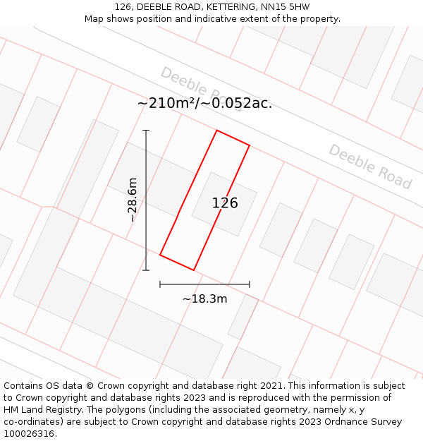 126, DEEBLE ROAD, KETTERING, NN15 5HW: Plot and title map