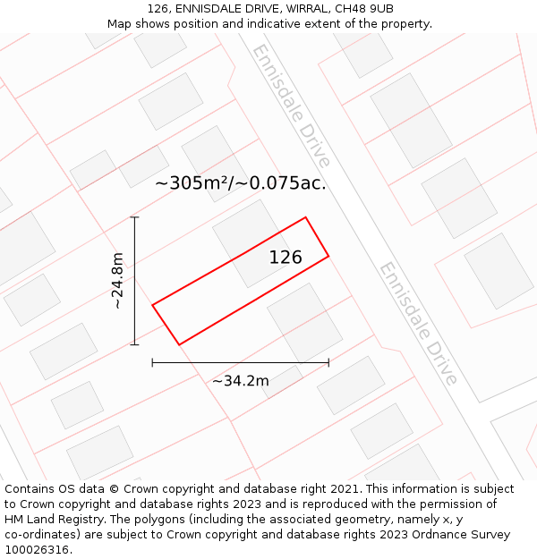 126, ENNISDALE DRIVE, WIRRAL, CH48 9UB: Plot and title map